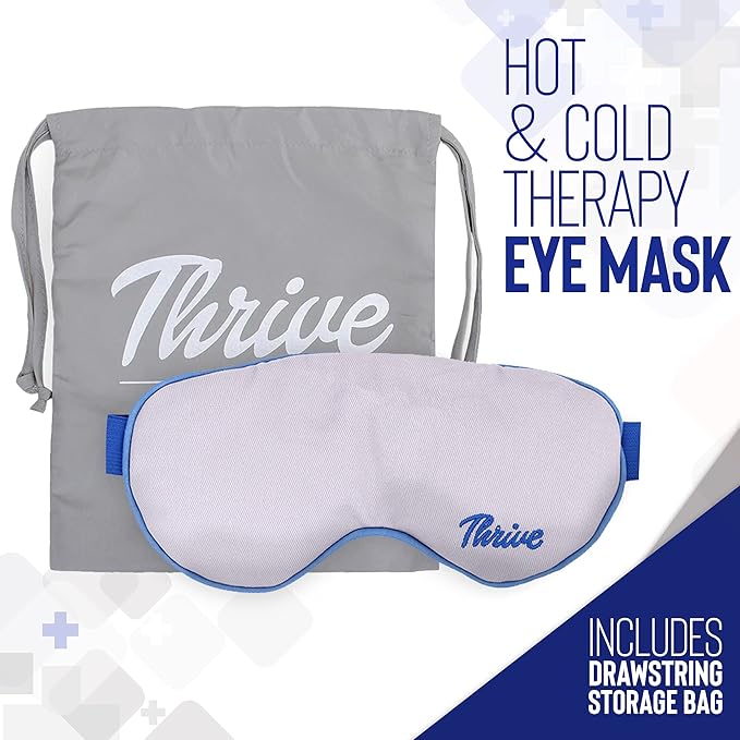 Thrive Clay Bead Eye Mask - Heated Eye Mask for Dryness Relief - Cold Compress for Puffiness - Stye Compress - Gray - with Washable Cotton Cover - Pack of 1