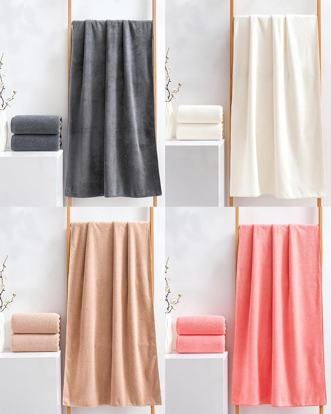 Lumimi Towel Set of 8 Very Soft Microfiber 4 Bath and 4 Hand Towels Quick Dry Light Weight for Bathroom Gym Salon, 8 Pack Multicolour A