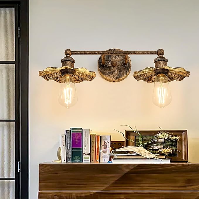 ZGLAOJT 2 Light Vintage Vanity Light Oil Rubbed Bronze Bathroom Light Fixtures Over Mirror.