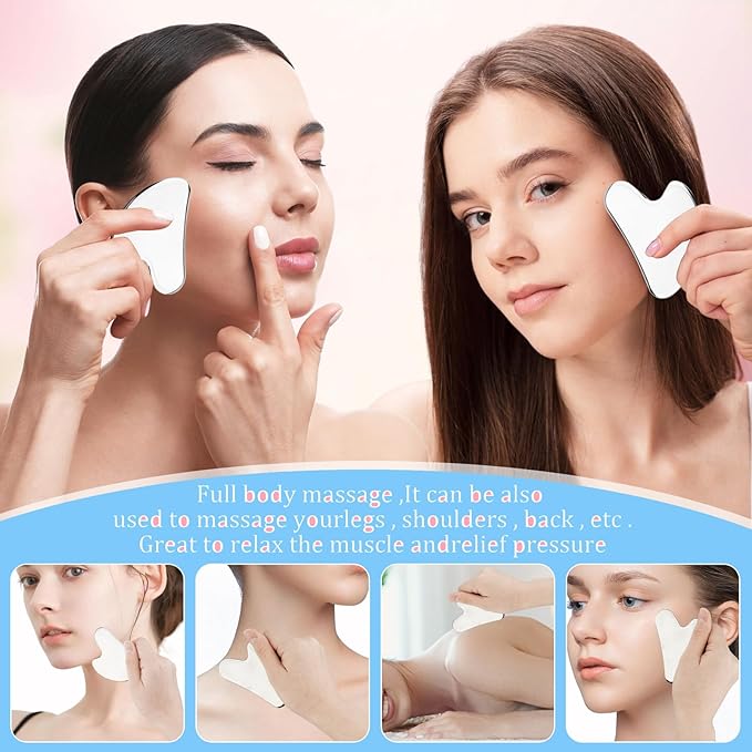 Stainless Steel Gua Sha Tool, Face Roller, Manual Massage Pen, Jade Roller Facial Tools for Face