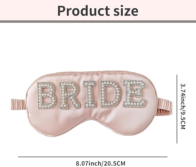 Bride Sleep Mask, Bride Eye Mask, Mrs Satin Bridal Eye Maskes Soft Sleep Maskes for Honeymoon Travel Meditation, Mrs Bridal Gifts to Adjust Night Sleeping, Sleeping Masks for Wedding (Pink-Bride)