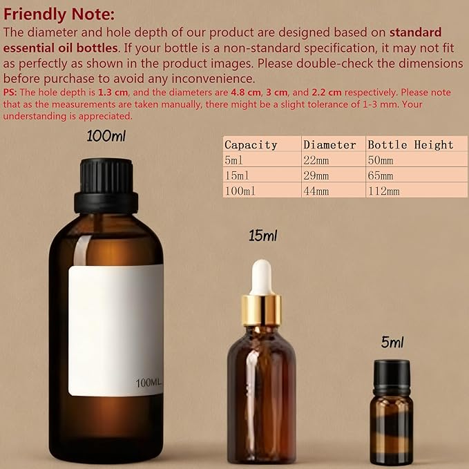 VolksRose Rotating Essential Oil Organizer - Wooden Bottle Storage with 22 Holes for 5ml/15ml/100ml, Pinewood Fragrance Stand for Roller Bottles, Perfume - Home Spa Nail Polish Display Stand