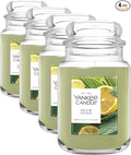 Yankee Candle Sage & Citrus, Scented Candle, 22oz Large Jar with up to 150 Hour Burn Time, Giftable, Birthdays (Pack of 4)