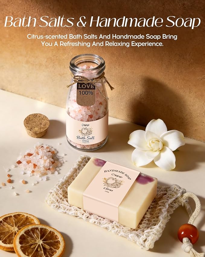 Coralogo Spa Gift Basket for Women - Natural Spa Gift Package Citrus Jasmine Scent Bath and Body Works Selfcare Relaxing Thinking of You Gift Set for Wife Mom Her on Mothers Day Birthday All Occasion