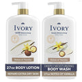 Ivory Hand & Body Lotion + Body Wash Bundle, Vanilla Scent, 24hr Moisturizing & Nourishing Hydration, Repairs and Soothes Extra Dry & Itchy Skin, Made with Shea Butter Blend, 27 fl oz (Pack of 2)