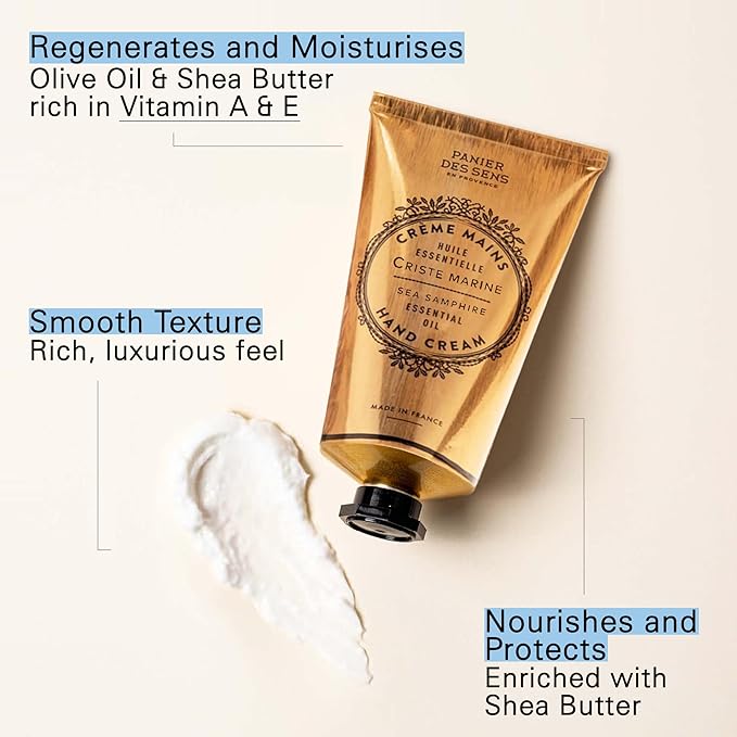 Panier des Sens – Sea Samphire Hand Cream – Moisturizing Hand Lotion for Dry Skin – Premium French Hand Cream, Softening Care for Women, 97% Natural Ingredients, 2.5 Fl Oz