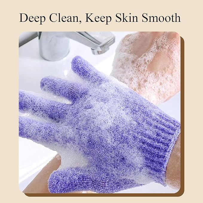 MOLOPPO 2 PCS Exfoliating Glove, Scrub Gloves Exfoliating, loofah, Body Exfoliator, Bath Gloves（Green）