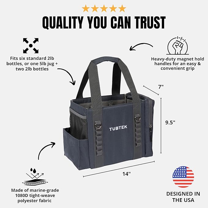 Hot Tub Chemical Bag (Navy) | Hot Tub Storage For All Your Hot Tub Chemicals & Hot Tub Accessories | Pool Chemical Storage | Holds All Major Chemical Brands and Essential Spa Accessories for Hot Tub