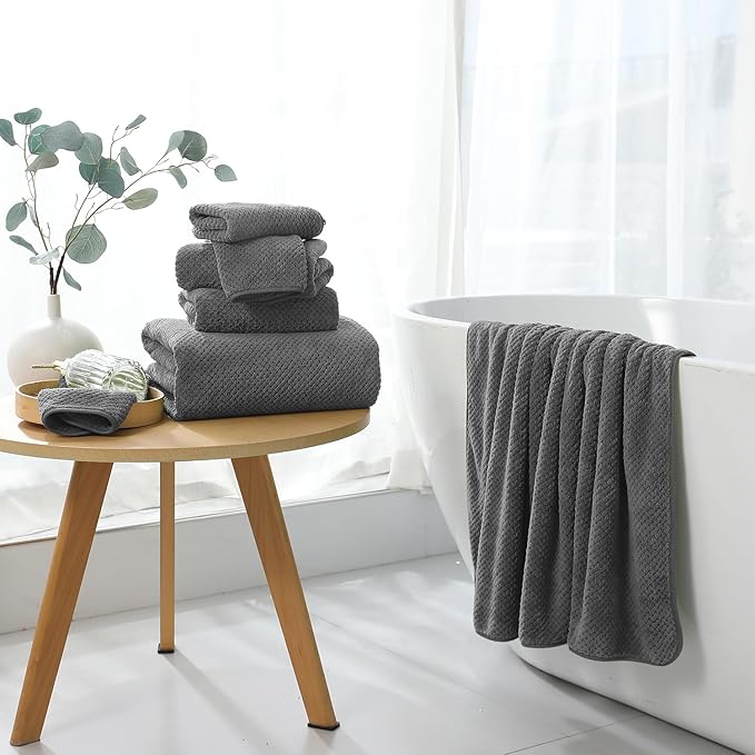 Extra Large Bath Towel Set of 4 (35"x70"),Oversized Bath Sheet Super Soft Highly Absorbent Jumbo Bathroom Towel Set Microfibers Quick Dry Shower Towel for Hotel,Bathroom,Guest,Spa,Gym (Dark Gray)
