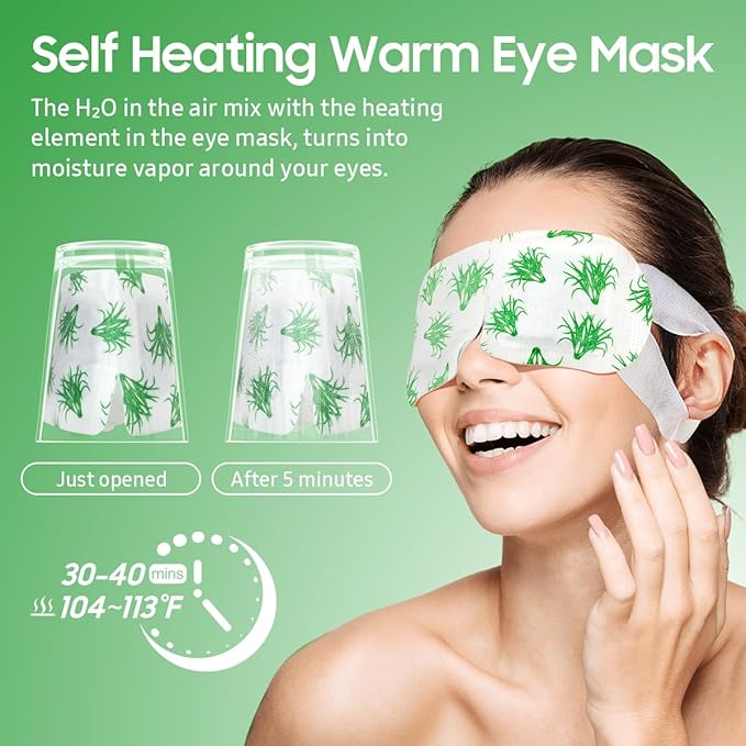 BeHoomi 30Packs Steam Eye Mask, Heated Eye Mask Warm Compress for Eyes, Self Heating Disposable Steam Mask for Home Sleep, Spa, Travel Essentials & Relaxation Gifts, Mothers Day Gifts (Lemongrass)