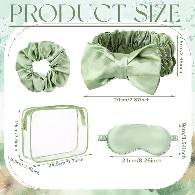 Kajaia 48 Pcs Sleepover Party Supplies for Girls Slumber Party Supplies for Women Spa Headband Favor Mask Scrunchies Bag(Sage,Mild)