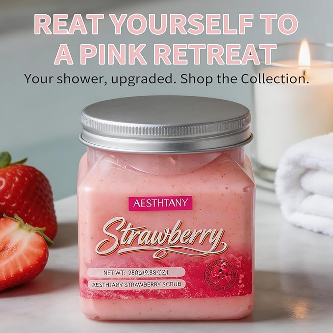 strawberry Body Scrub &Avocado Face & Body ScrubMoisturizing and Exfoliating Body, Face, Hand, Foot Scrub,Deep Cleansing 350ml (280g, strawberry)