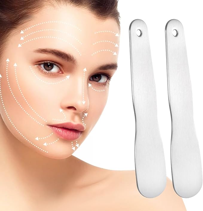 Pndeyo 3pcs Mini Stainless Steel Makeup Spatula, 3.35x0.69in Reusable Cosmetic Cream Spatulas Spoon, Silver Facial Skincare Scoop Applicator Massage Beauty Tools for Mixing and Sampling Face Eye Cream