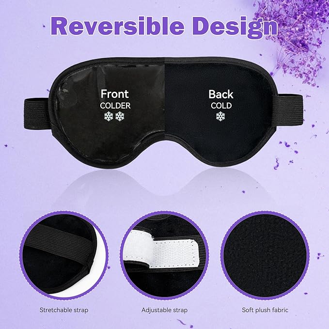 LEOSTEP 2 PCS Cooling Gel Eye Mask Reusable Cold Eye Mask, Frozen Eye Compress Ice Pack, No Freeze, Cool Relaxation, Comfort Snug Fit, Eye Cover Ice Mask with Mineral Mud for Office, Home