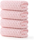 REDKISS 4 Pack Pink Microfiber Bath Towels - Extra Large Waffle Towels Set for Bathroom, Super Absorbent Towel Set of 4 Lagre, Quick Dry Bathroom Towel for Spa, Gym,Travel, Lint Free, Ultra Soft