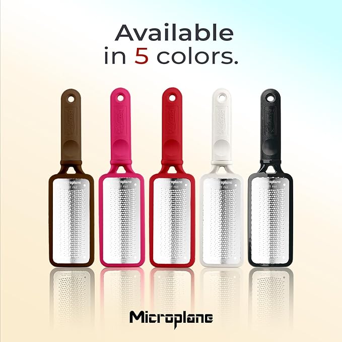 Microplane Colossal Foot File, Black and Brown - The Original Stainless-Steel Foot Scraper, Dead Skin/Callus Remover for Feet, Foot Scrubber, Pedicure Tools for Salon-Quality Foot Care (2 Piece Set)