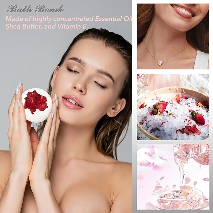 25Pcs Mothers Day Gift Basket for Women, Gifts for Women - Luxurious Rose Bath and Body Spa Gift Basket for Women, Skin Care Set for Women | Spa Kit, Gifts Set for Birthday, Christmas, Valentines Day
