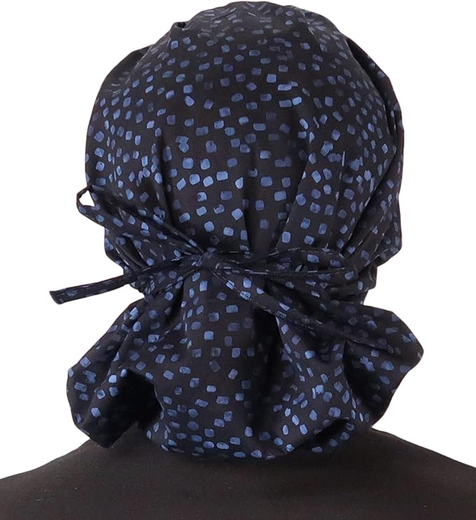 Sparkling EARTH Banded Bouffant Surgical Scrub Ponytail Working Caps and Built-in Sweatband - 100% Cotton - Made in The USA