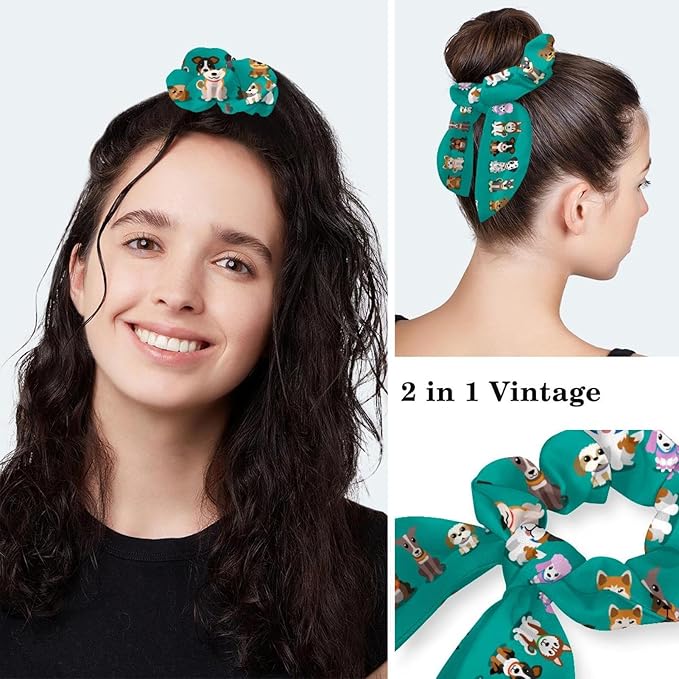 Ethnic Aztec Pattern Adjustable Scrub Cap Hat with Button, Working Hat Sweatband with Bow Hair Scrunchy for Woman