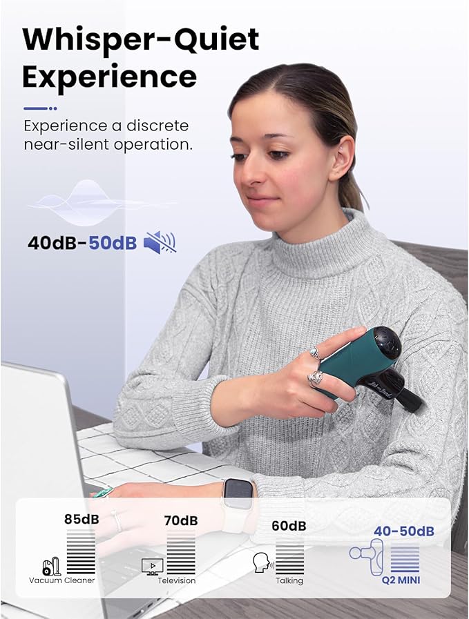 BOB AND BRAD Q2 Mini Massage Gun, Pocket-Sized Deep Tissue Massager Gun, Portable Percussion Muscle Massager Gun, Ultra Small & Quiet Muscle Massage Gun with Carry Case