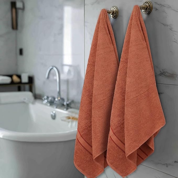 COTTON CRAFT Ultra Soft Bath Towels - 100% Cotton 4-Pack Plush Absorbent 580 GSM Luxury Bath Towels – Quick Dry Durable Machine Washable Oversized Towels for Bathroom Spa Gym – Mocha