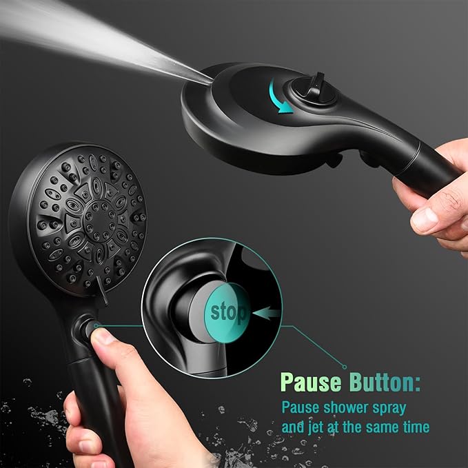 INAVAMZ Filtered Shower Head with Handheld, 9 Spray Modes 2.5GPM High Pressure Showerhead with ON OFF Pause Switch, 15 Stage Water Softener Filter for Hard Water Remove Chlorine and Harmful Substances