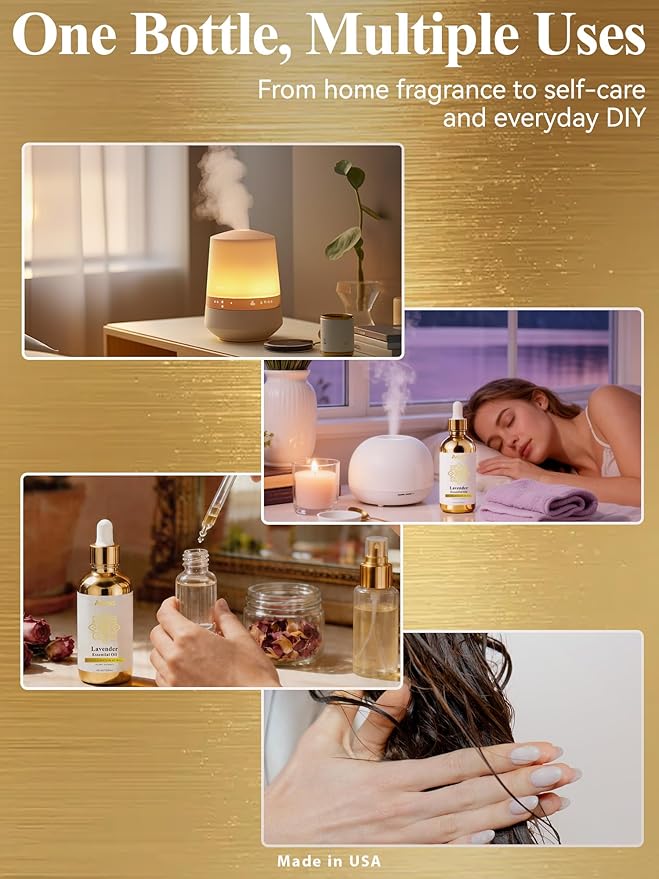 100% Pure Lavender Essential Oil 4 fl oz - Essential Oils for Skin & Diffusers & Home Care, Candle Making, Gifts for Women - Lavender Essential Oil for Diffuser Helps Me Relax/Calming