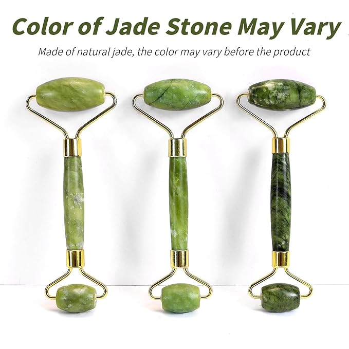 huefull Genuine Jade Roller & Gua Sha Set for Face, Cooling & Firming Effect, Sculpting Tool for Jawline & Skin Care, Self-Care Gifts for Women & Men