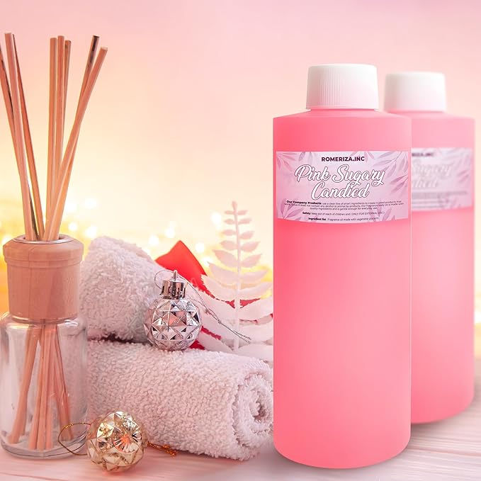 Pink Sugary Candied Fragrance Body Oil - Luxury Scented Body Oil Perfume- Women Natural Scented Oil - Long Lasting Perfume - Uncut Fragrance Oil in Plastic Bottle 4 Fl Oz (Pack of 1)