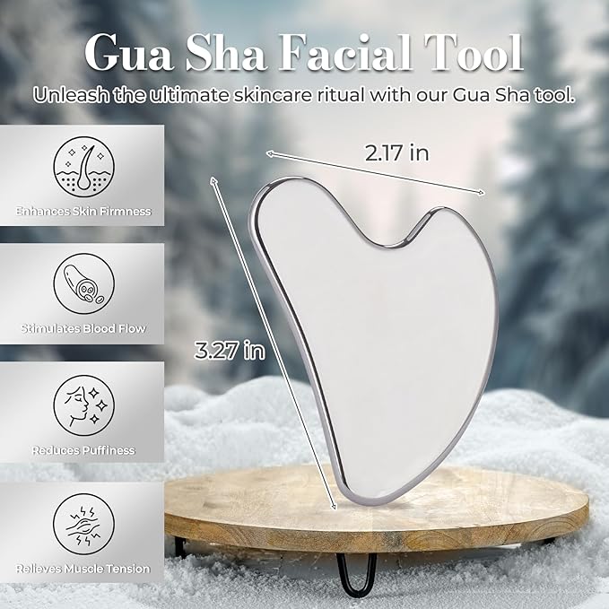 Stainless Steel Gua Sha Facial Tools | Premium Face & Body Massage Scraper for Skin Tightening & Sculpting | Gua Sha Beauty Tool for Jawline, Neck & Eyes with Travel Pouch – Perfect Skincare Gift