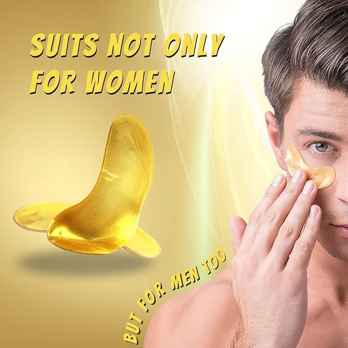 Vandarllin 24K Gold Powder Gel Collagen Eye Masks Sheet Patch, Remove Bags,Dark Circles &Puffiness,Reduce Wrinkle,Moisturising,Hydrating for Blackheads (10 Pairs)