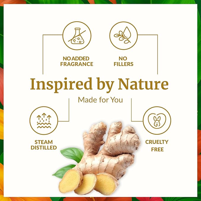 SVA Ginger Essential Oil – 4 Fl Oz – 100% Natural Ginger Oil - for Diffuser, Hair Care, Face, Skin Care, Aromatherapy, Scalp and Body Massage, Soap and Candle Making – with Dropper