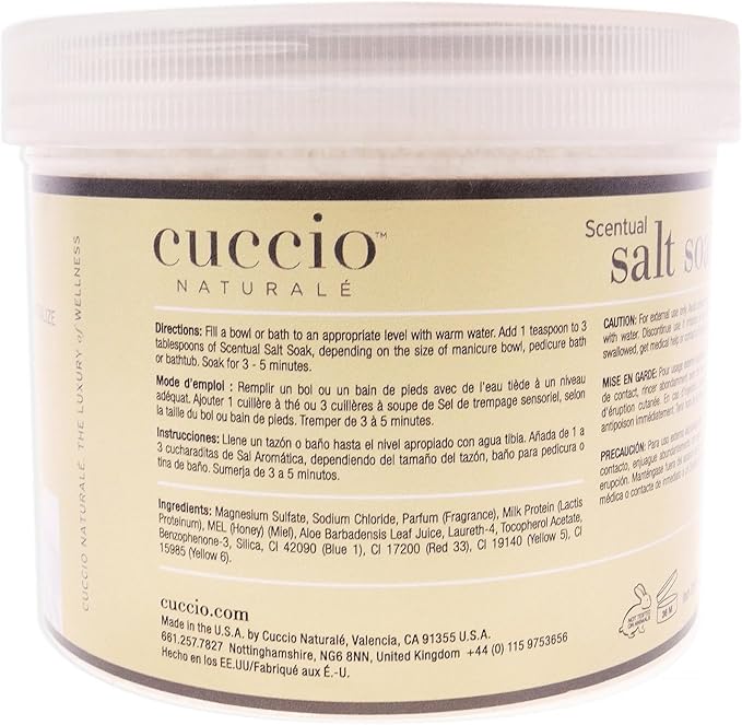Cuccio Naturale Scentual Salt Soak - Invigorating Salts With An Irresistible Scent - Rejuvenate And Soothe Tired Feet - Softens And Leaves The Skin Fresh And Clean - Milk And Honey - 29 Oz