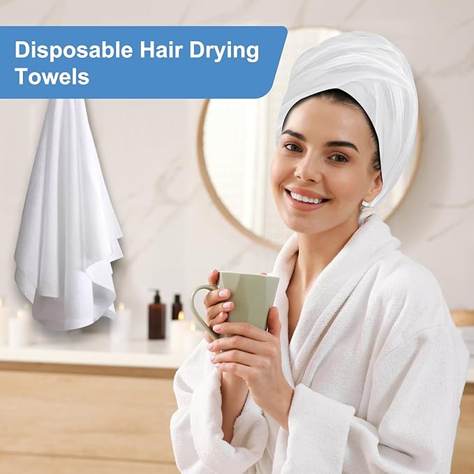 Disposable Hair Drying Towel 32"x16", Ultra Absorbent & Soft Disposable Body Towels, Single-Use Cleaning Towels, Suitable for Home, Salon, Travel, Comping, Gym, Pet - 20 Count Bulk