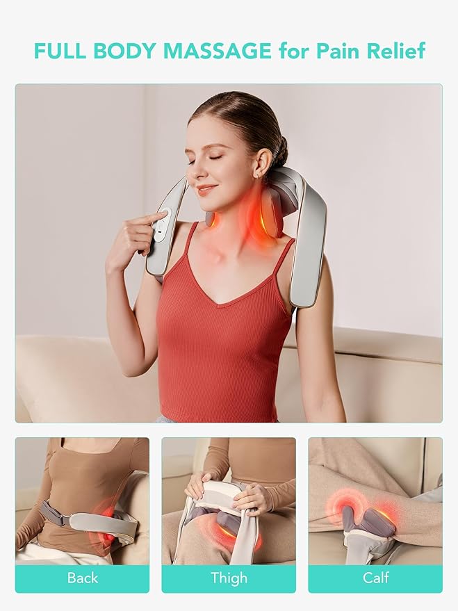 SKG H5mini Neck and Traps Massager with Heat for Deep Tissue Pain Relief, 6D Hand Kneading, Cordless Neck and Shoulder Massager, Hands Free&Wireless, Valentine Pick for Him and her, Man and Women