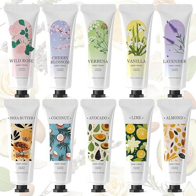 spa luxetique 10 Pack Hand Cream Gifts Set Hand Lotion Dry Cracked Travel Size Mini Small Bulk Women Bridesmaid Proposal Mothers Day Mom Teacher Appreciation Party Favors Her Easter Basket Stuffers