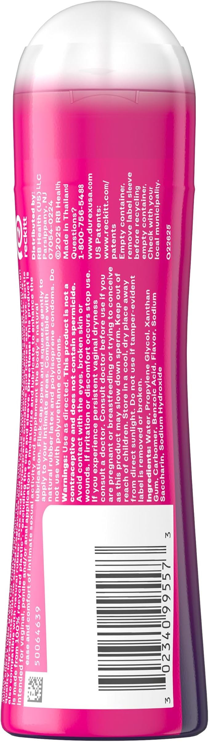 Durex Water Based Lube for Sex, Cherry Flavored, Anal & Sex Lube for Women & Men, Personal Lubricant for Oral & Anal,Lubricant & Toy Lube, 3.38 fl oz