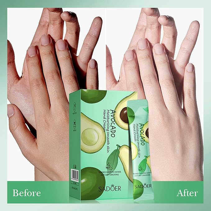 Disposable Avocado Hand Cream for Dry Cracked Hands,Travel Size Mini Hand Lotion - Easy to Carry Moisturizing Mini Hand Cream with Natural Avocado Fragrance, Christmas Gifts for Women (20 Packs,4ml)