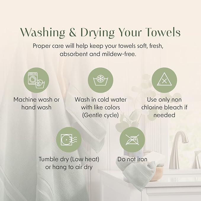 Springtree Home Luxury Bamboo Rayon Bath Towel Set of 4 | 35% Bamboo Rayon - 65% Cotton | Absorbent Quick-Dry Towels for Bathroom | Oeko-TEX Standard 100 Cotton | Eucalyptus