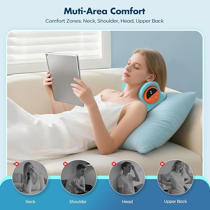 2026 Neck Massager 4-in-1 with Deep Tissue 3D Kneading & Soothing Heat - Portable Cordless Pillow for Cervical Traction,Shoulder and Back Relief,9 Intensity Levels with Type-C Charge For Home Office
