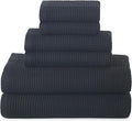 ecolook 6-Piece Towel Set, 100% Cotton, 31“x63” | 2 Bath Sheets, 2 Hand Towels, 2 Washcloths | Ultra-Soft, Absorbent, Quick-Dry Waffle-Weave Towels for Home, Hotel, Spa, Gym - Black