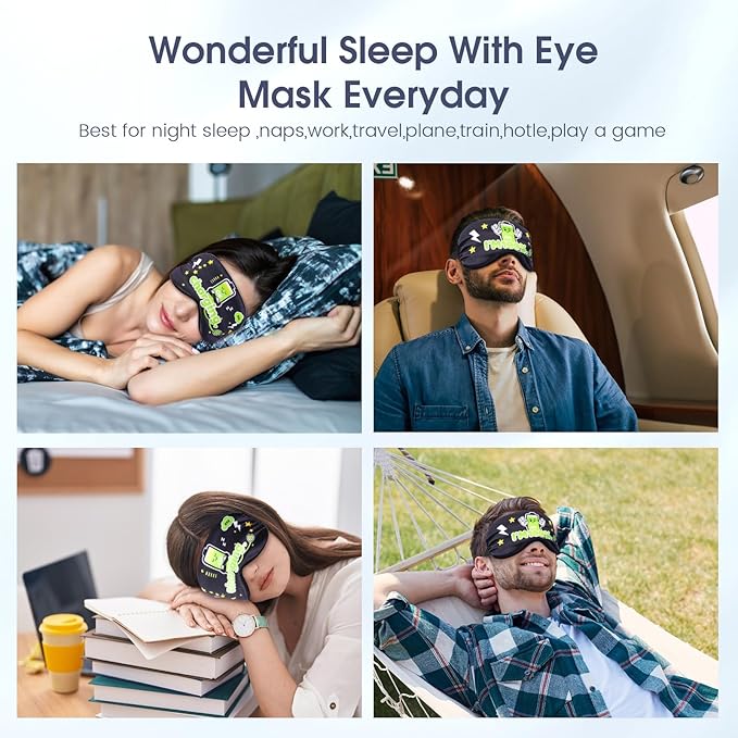 2 Pcs Boys Sleep Eye Mask, Guys Blackout Sleeping Silk Mask for Kids Adult Children's Travel Eye Mask Eye Cover Blindfold for Game (2 Pcs Battery Mask - Style 7)