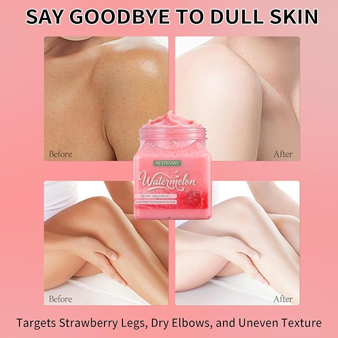 Watermelon Body Scrub &Avocado Face & Body ScrubMoisturizing and Exfoliating Body, Face, Hand, Foot Scrub,Deep Cleansing 350ml (280g, watermelon)