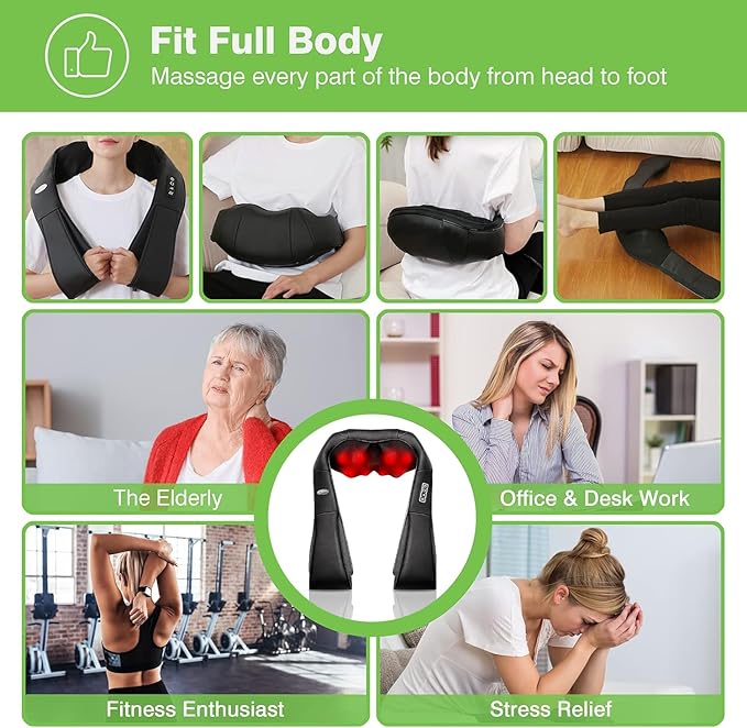cotsoco Cordless Shiatsu Neck and Shoulder Massager with Heat,Portable Massagers for Neck and Back,3D Deep Tissue Kneading Back Massager for Muscle Pain Relief,Perfect Gifts for Men and Woman