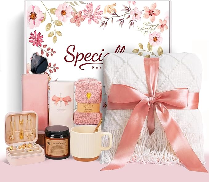 2026 Idea for Women Teen Girl-Regalos de Cumpleaños para Mujer Self Care Gifts for Women- Hug in a Box Get Well Soon Gifts Basket- Relaxation Gifts with Blanket Gifts