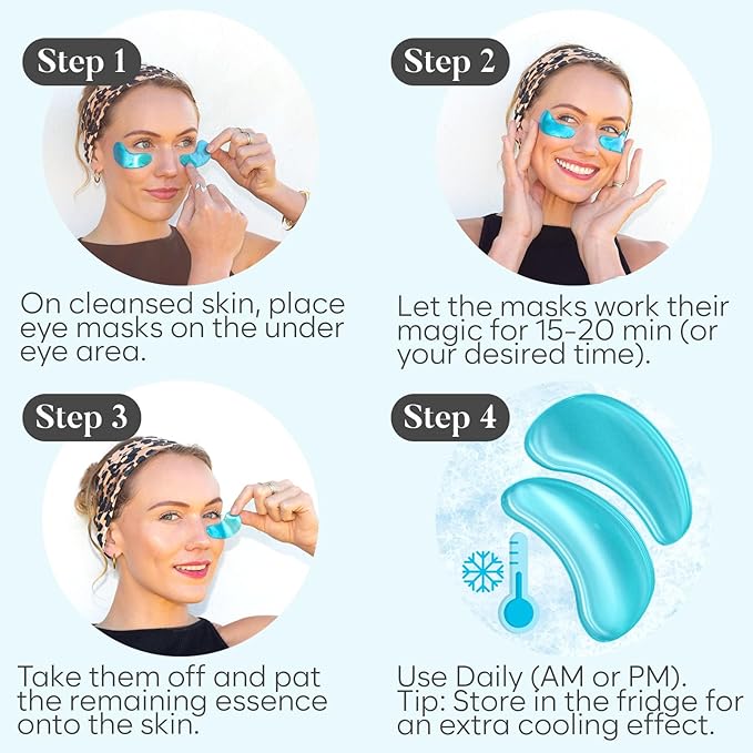 AURAE Hyaluronic Acid Under Eye Patches (30 Pairs) - For Dark Circles & Puffiness - Hydrating Eye Mask for Care