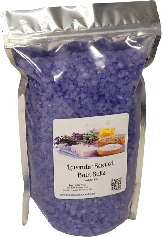 Bath Salts | 4lb Bag (64oz.) | Choose Your Scent | Epsom Salt | Sea Salt| Bathing | Body Care | Beauty | Relaxation | Spa | Pedicure | Manicure | Soak (Lavender)