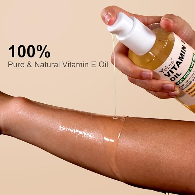 Yoken Vitamin E Oil 8 Oz Vitamin E oil for Skin Vitamine oils for Face Perfect Bath and Body Oil Cold Pressed Hexane Free Non-GMO Gluten Free Formula