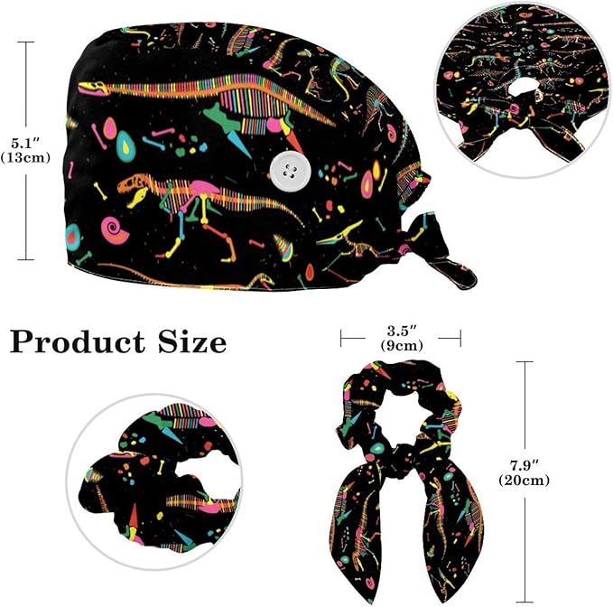 Scrub Cap with Hair Scrunchy, Ponytail Holder Surgical Cap