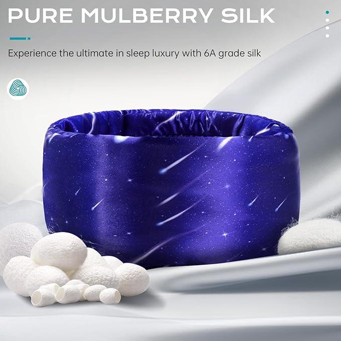MUSICOZY Silk Sleep Mask for Women Men, Ultra-Soft Mulberry Silk Eye Mask with Adjustable Velcro Strap, Breathable Sleep Mask for Total Darkness, Perfect for Travel, Naps & Nighttime Rest